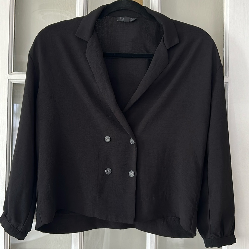 TOPSHOP Cropped Double Breasted Blouse Blazer